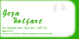 geza wolfart business card